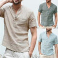 Load image into Gallery viewer, Men's Linen T-shirt V Neck
