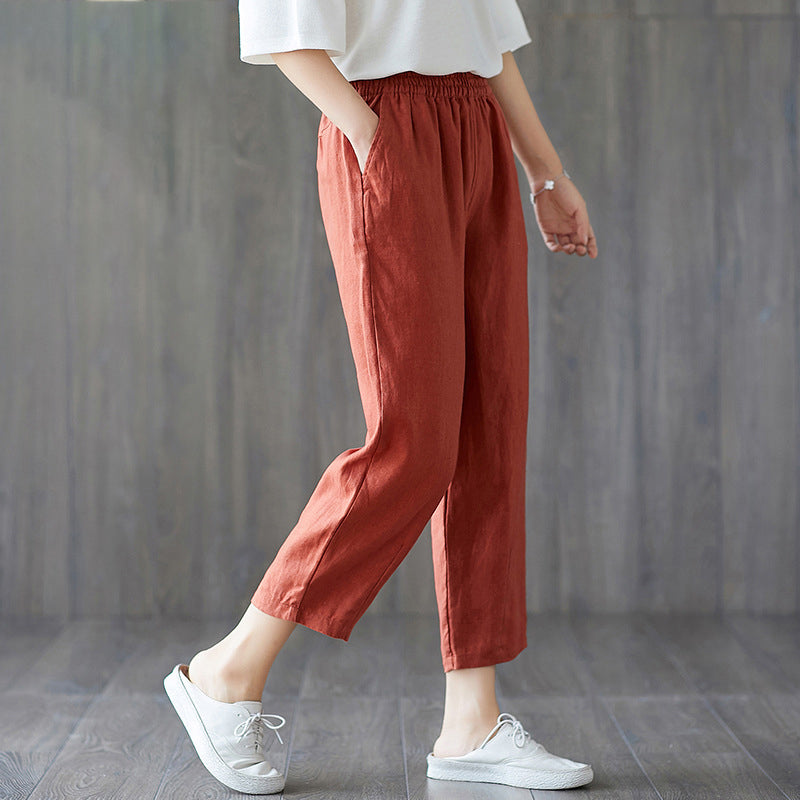 Pure Cotton Cropped Trousers 