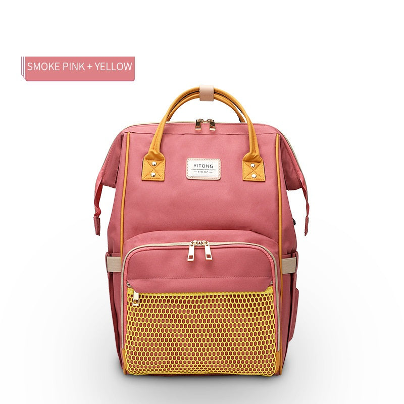 Maternity Bag| mother and Child Carrier bag, Smoke pink and Yellow.