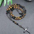 Load image into Gallery viewer, Tiger Eye Necklace with Cross
