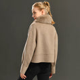 Load image into Gallery viewer, Wool Coat with Real Fur Collar Khaki Back 
