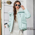 Load image into Gallery viewer, Women Short  Jacket with Hoodie Green Image Front 
