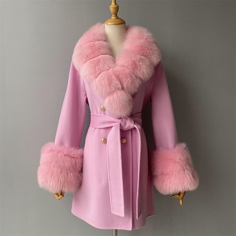 Cashmere Coat Real Fox Fur Collar