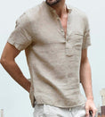 Load image into Gallery viewer, Men's Linen T-shirt V Neck
