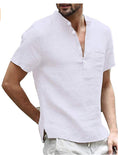 Load image into Gallery viewer, Men's Linen T-shirt V Neck
