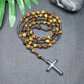 Load image into Gallery viewer, Tiger Eye Necklace with Cross
