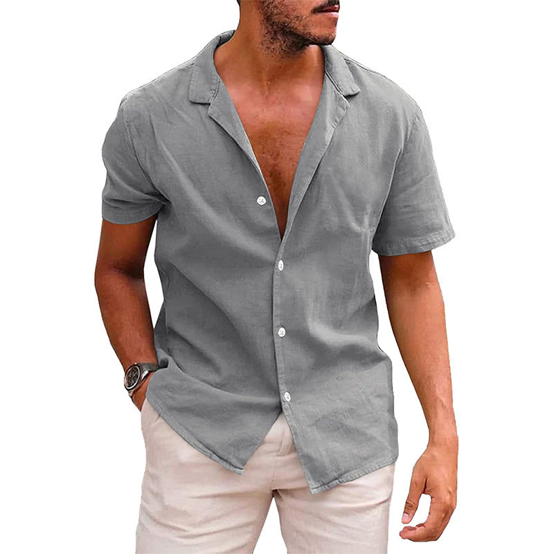 Linen Shirt Short Sleeve  grey 