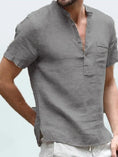 Load image into Gallery viewer, Men's Linen T-shirt V Neck
