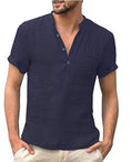 Load image into Gallery viewer, Men's Linen T-shirt V Neck
