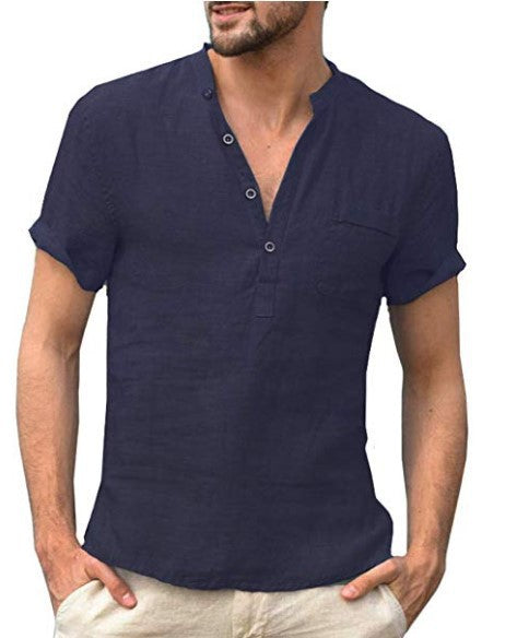 Men's Linen T-shirt V Neck