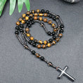 Load image into Gallery viewer, Tiger Eye Necklace with Cross
