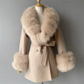 Load image into Gallery viewer, Cashmere Coat Real Fox Fur Collar
