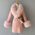 Load image into Gallery viewer, Cashmere Coat Real Fox Fur Collar
